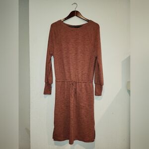 prAna Sunrise Dress Sz Medium Cozy Up Pocket Everyday Essential Rust Glogg Color